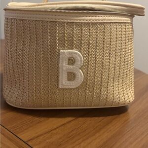 Beige Woven Women's Bag with B initial
